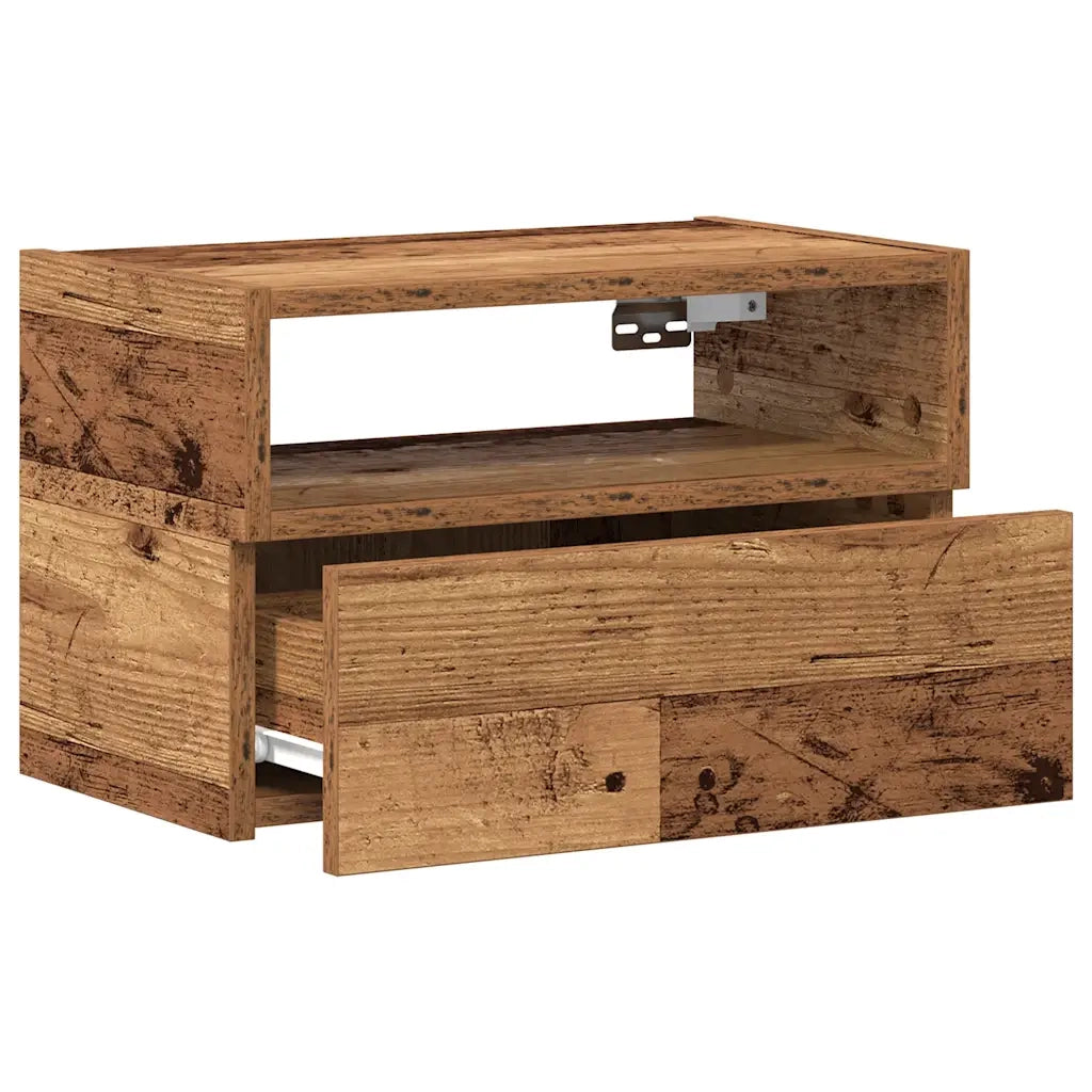 Comodini a Muro 2 pz Legno Antico 45x26x28,5 cm 858611
