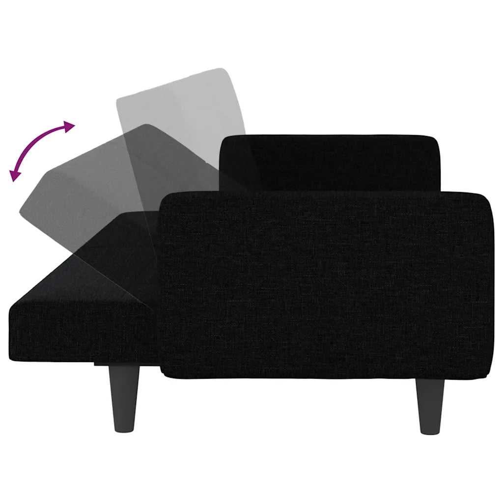 Divano Letto con Cuscini Nero in Tessuto 351877