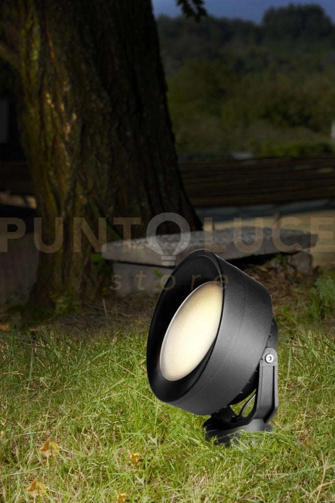 ROMA D15 CM FARETTO CON PICCHETTO 1 LUCE ATTACCO GX53 NERO IP66 LAMPADINA LED INCLUSA 10W CCT INCLUSA