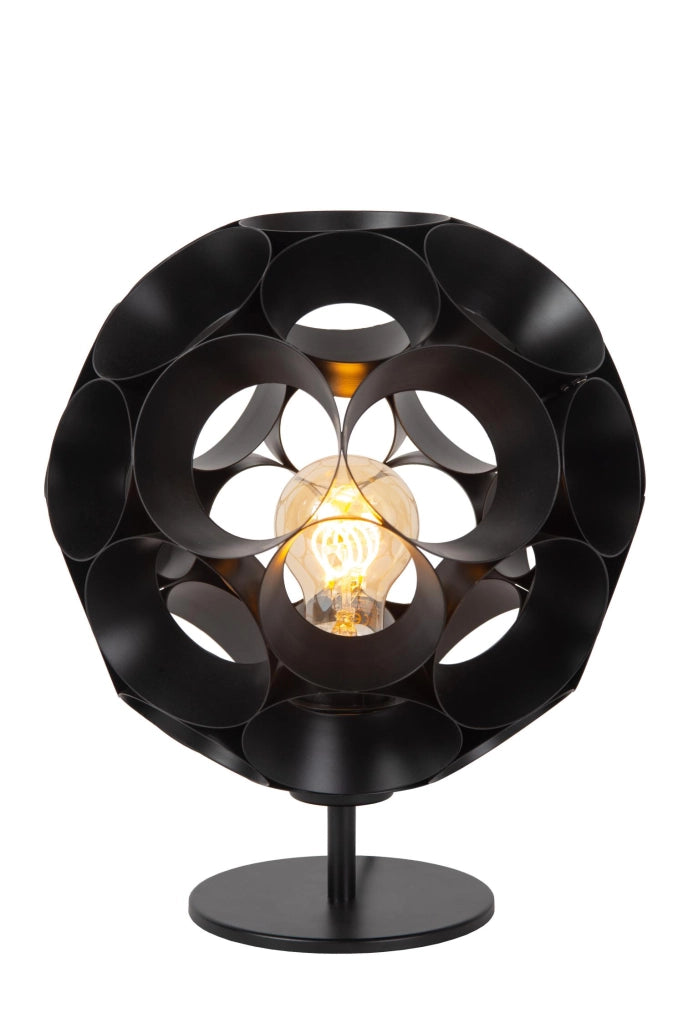 Lampada da tavolo art déco nera E27 Lucide Hannelore