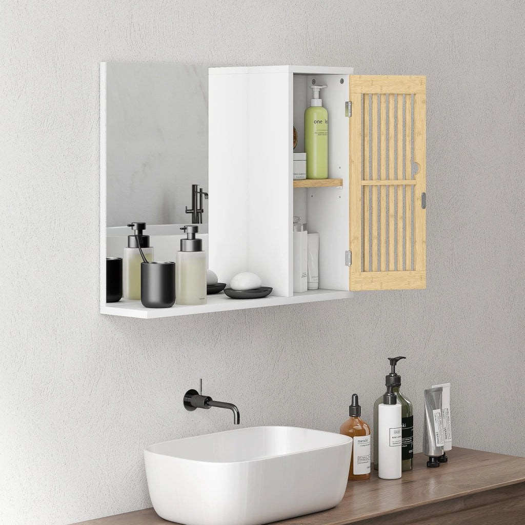 Armadietto da Bagno con Specchio e Ripiani ¨C Minimal ¨C Bianco 60x30x