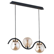 Plafoniera KORDA nera 3 sfere vetro oro E14 Alfa 90cm