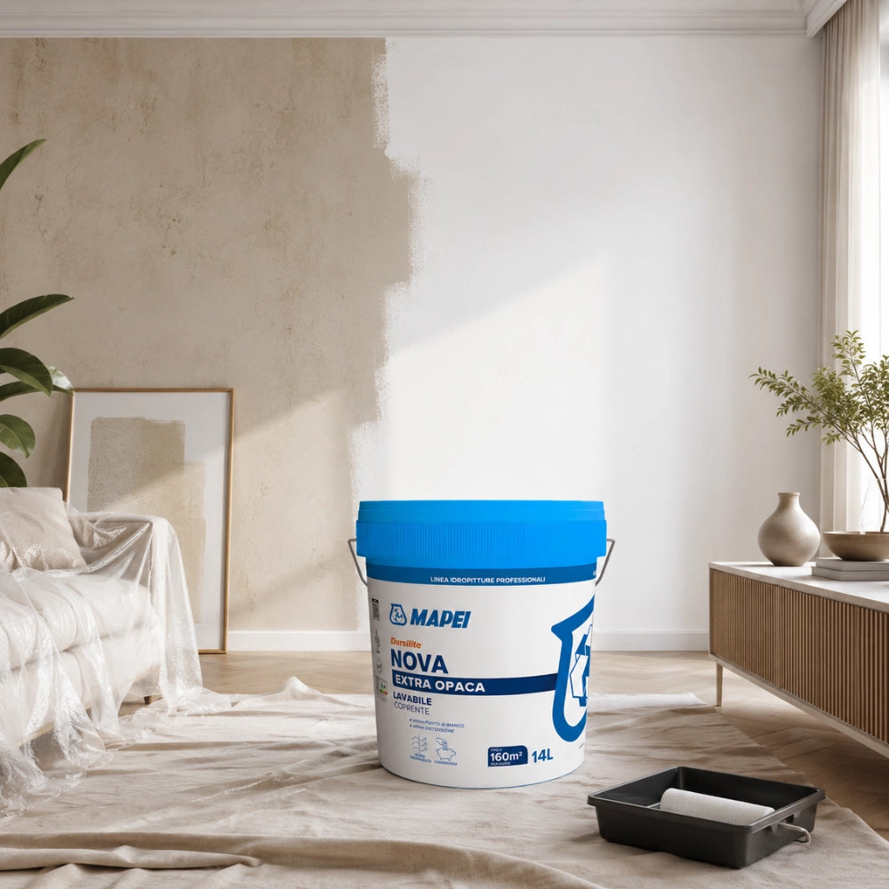 Mapei dursilite nova idropittura murale extra opaca lavabile per interni 14l