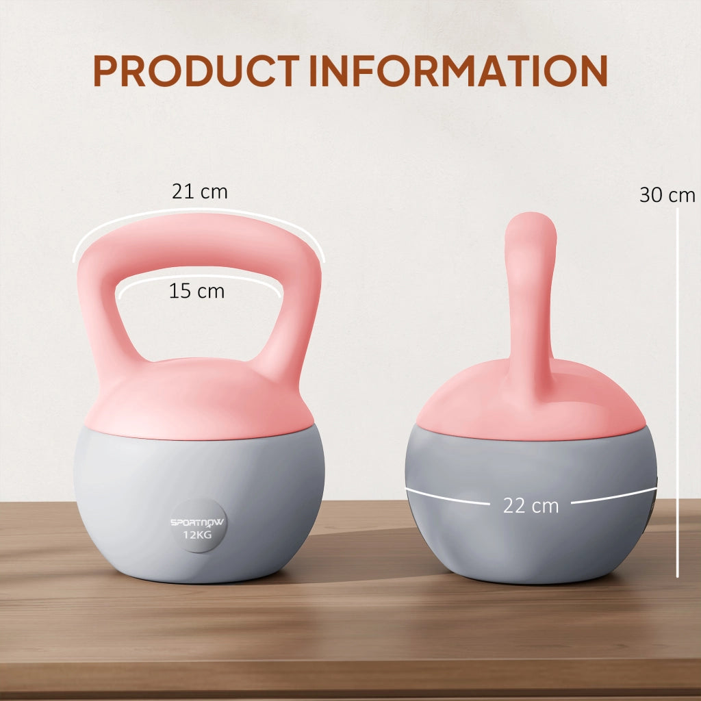 Kettlebell 12 kg ¨C Minimal ¨C Rosa e Grigio 21x21x30 cm