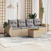 Set Divano da Giardino 5 pz con Cuscini Beige in Polyrattan 3257214