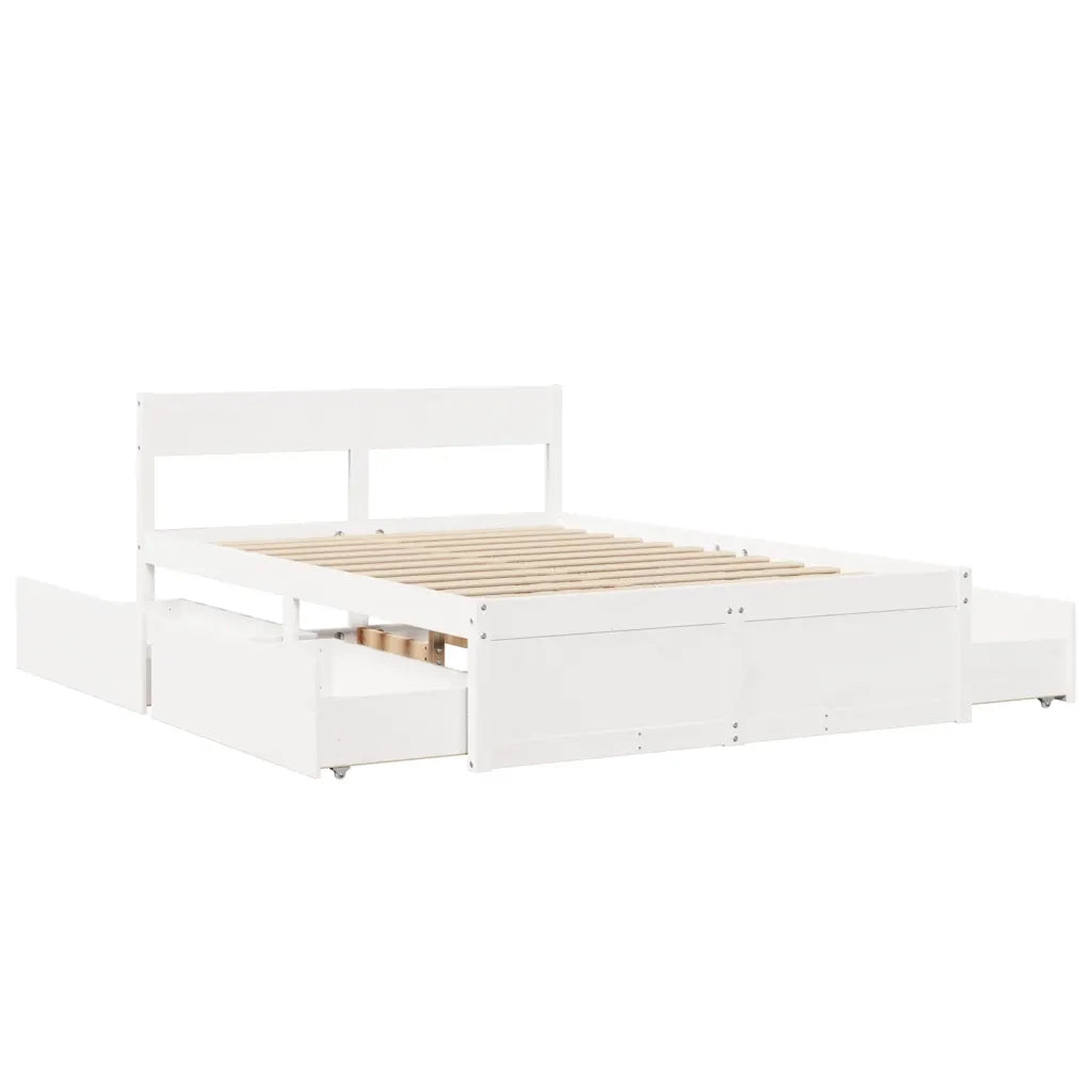 Letto senza Materasso Bianco 120x200 cm Legno Massello di Pino