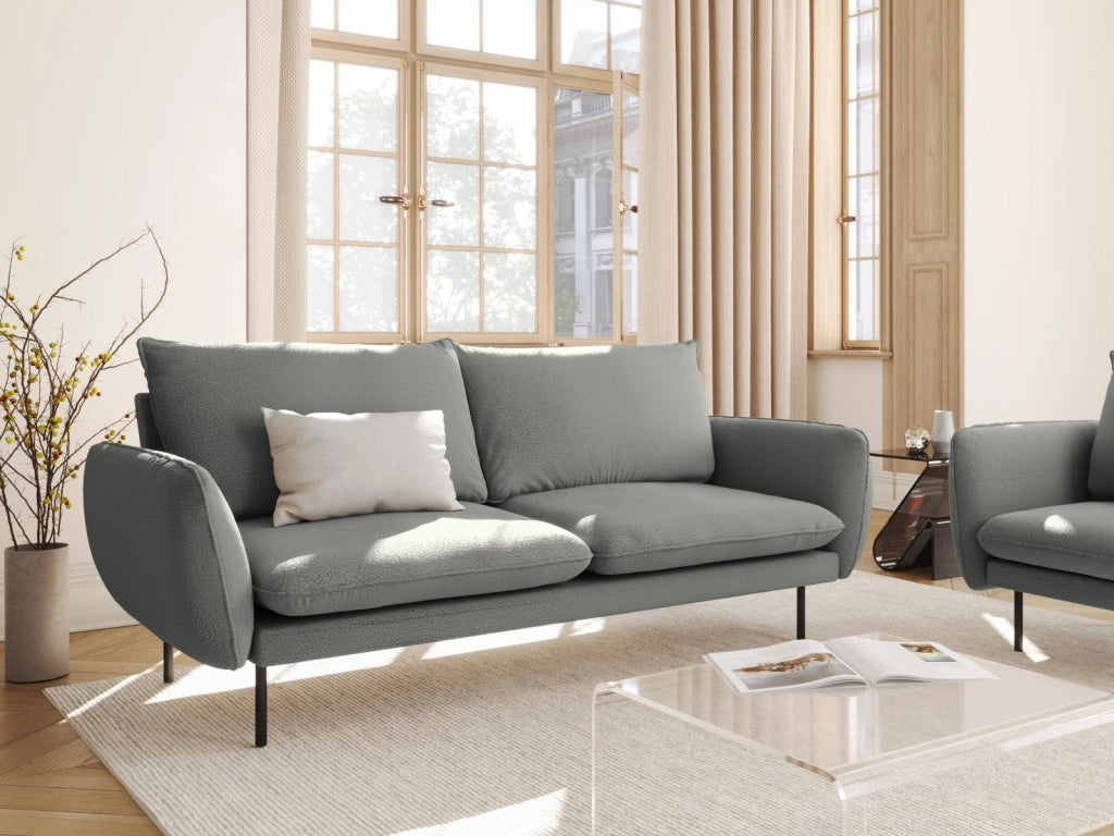 Cosmopolitan Design - Divano "Vienna" 3 posti in bouclé grigio 