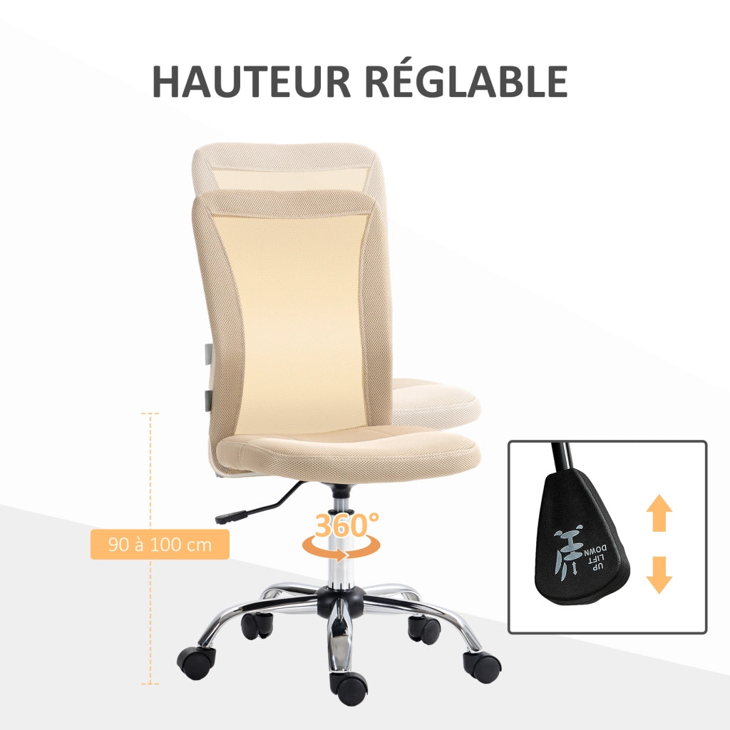 Sedia da ufficio ergonomica ¨C Minimal ¨C rete beige, cromata, altezza regolabile