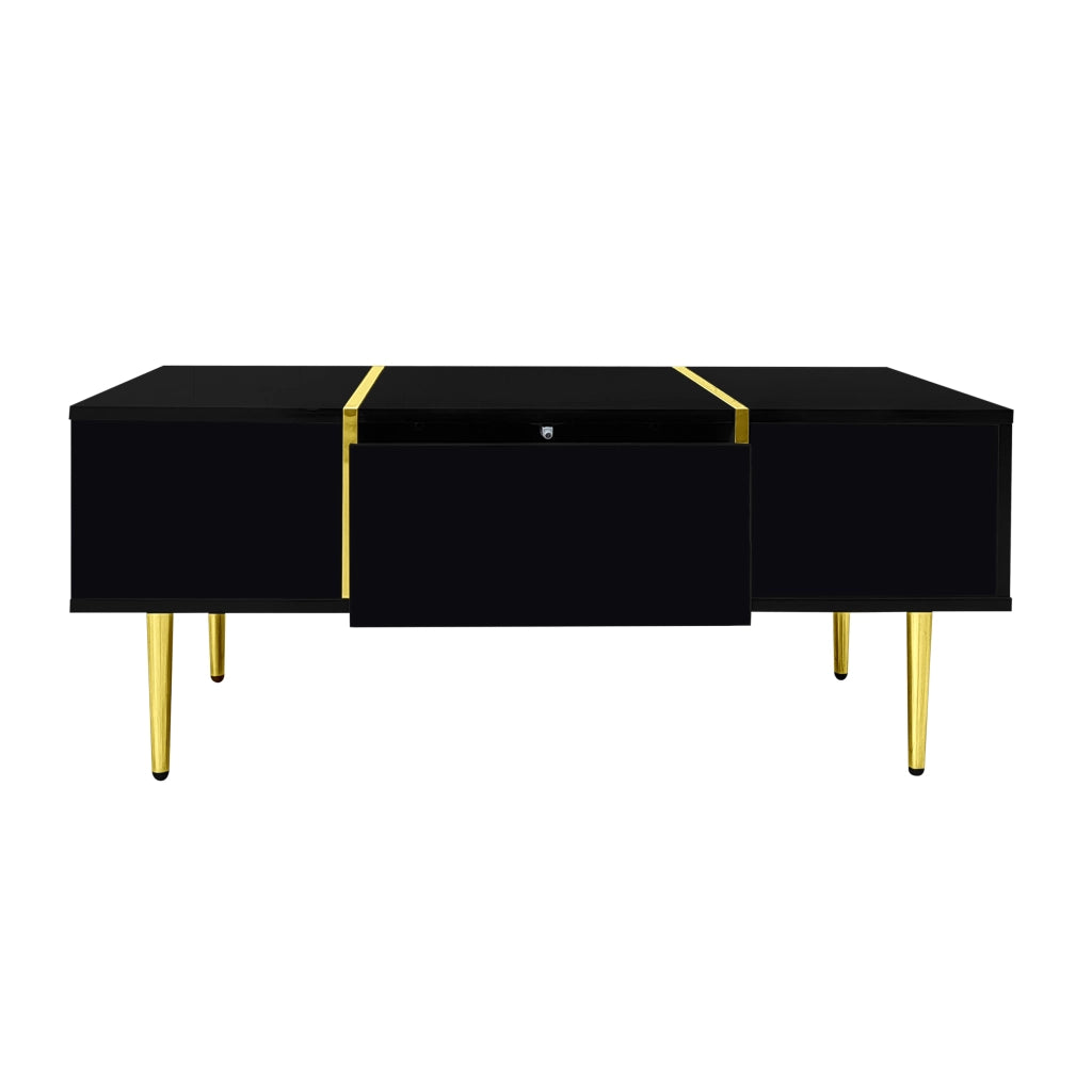 Tavolino moderno - Zephmum- Nero lucido con 2 cassetti