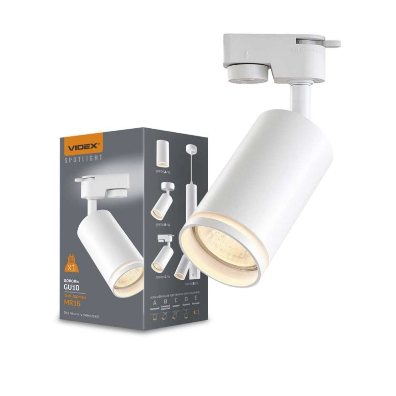 Faretto su binario bianco rotondo 1xGU10 Videx