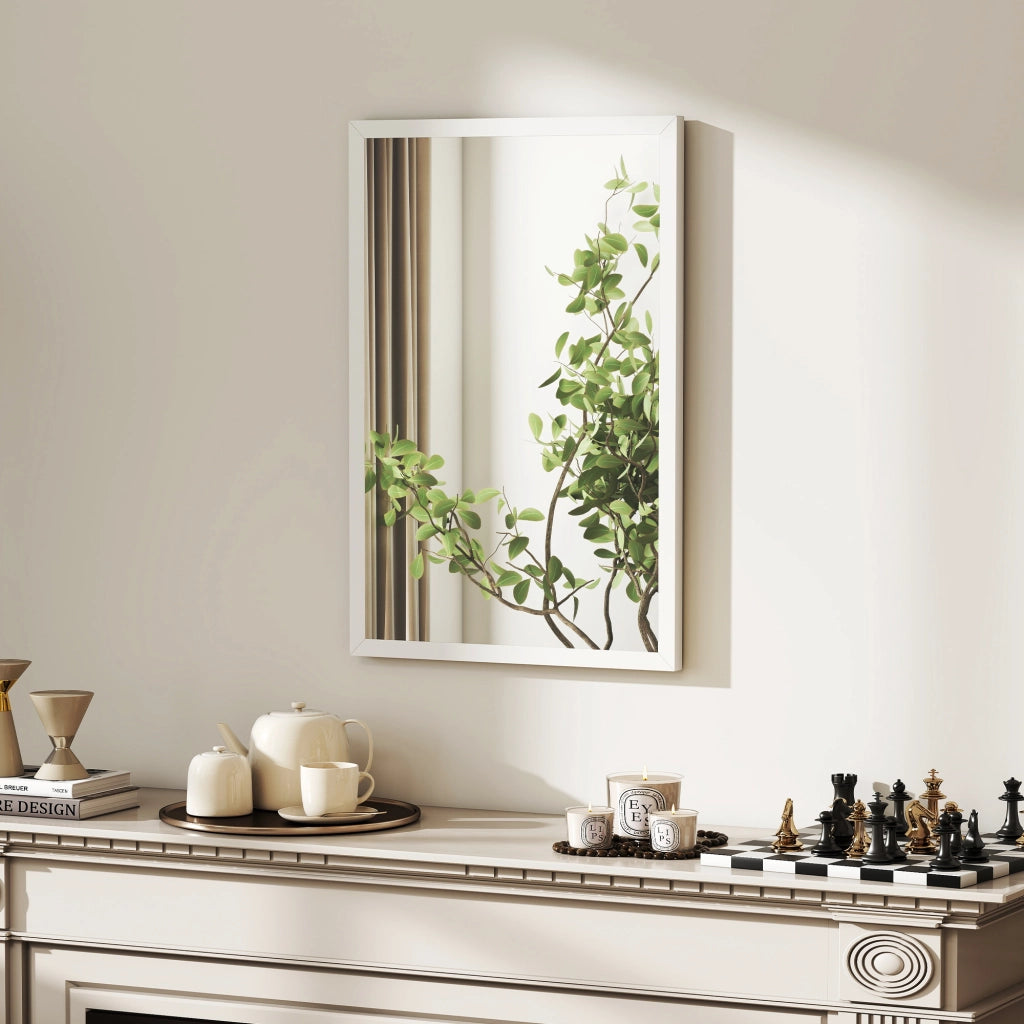 Specchio da Parete Rettangolare ¨C Minimal ¨C Legno Bianco 60x40 cm