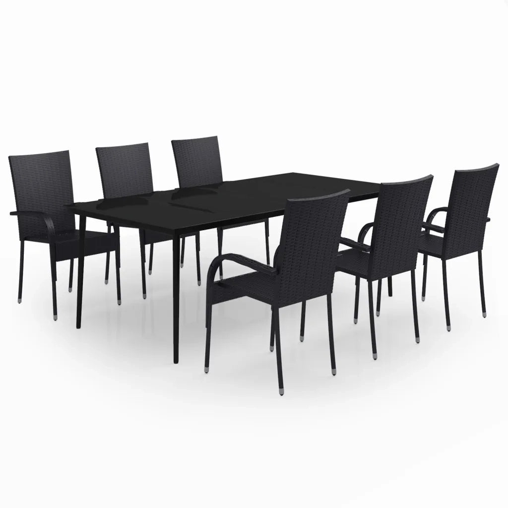 Set da Pranzo per Giardino 7 pz con Cuscini Neri 3099399