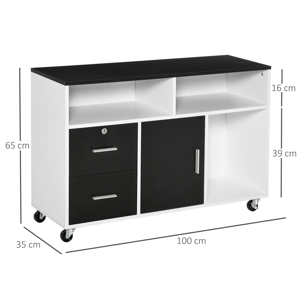 Scrivania con cassetti e scaffali ¨C Minimal ¨C Nero e Bianco 100x35x65 cm