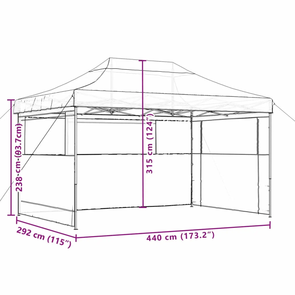 Tendone per Feste Pieghevole Pop-Up con 3 Pareti Beige 4004967