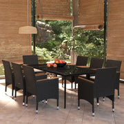 Set da Pranzo da Giardino 9 pz con Cuscini Nero 3099346