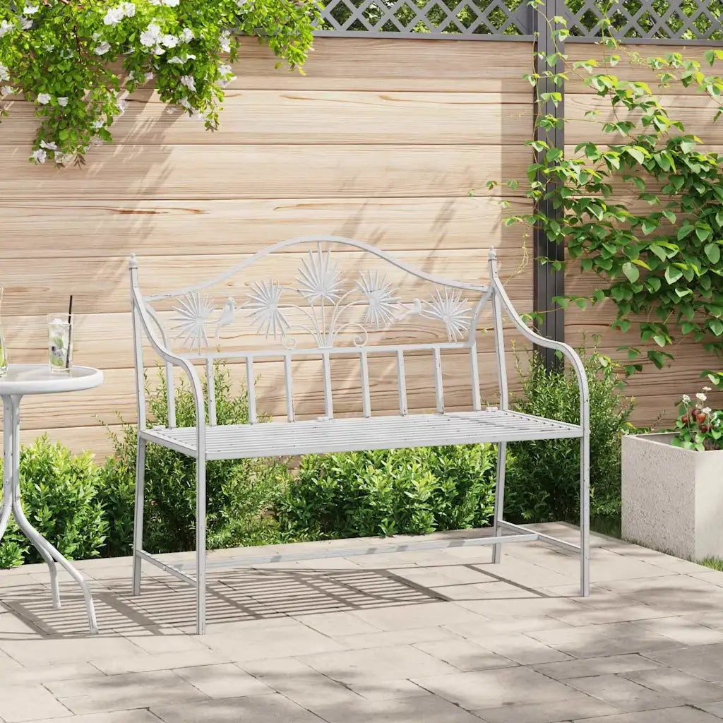 Panchina da giardino Bianco Antico 104 x 52,5 x 89 cm Acciaio 42008114