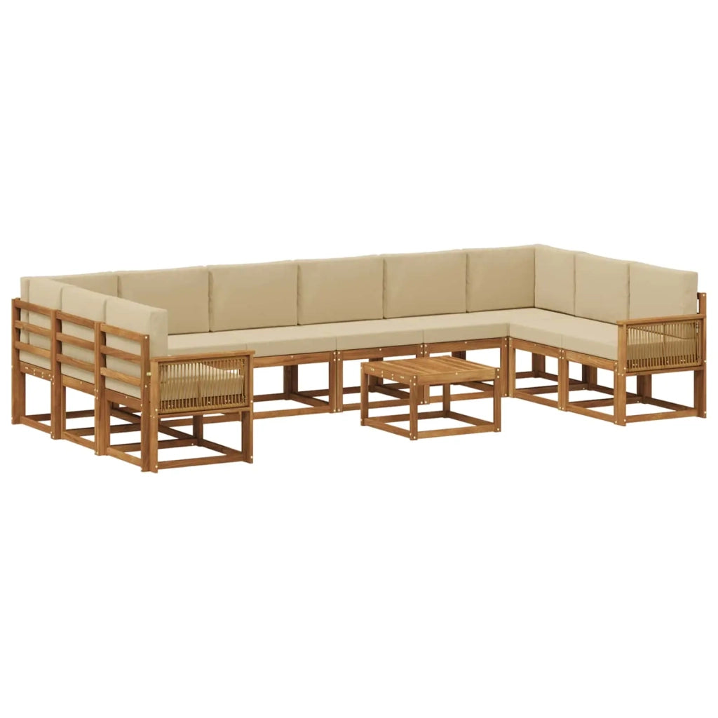 Set di divani da esterno 11 pz Naturale e Beige 3385599