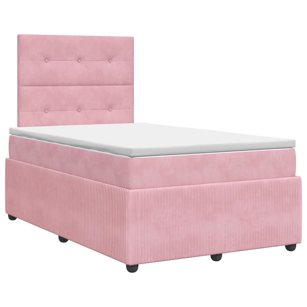 Letto box spring con materasso Rosa 120 x 190 cm Velluto 3454570
