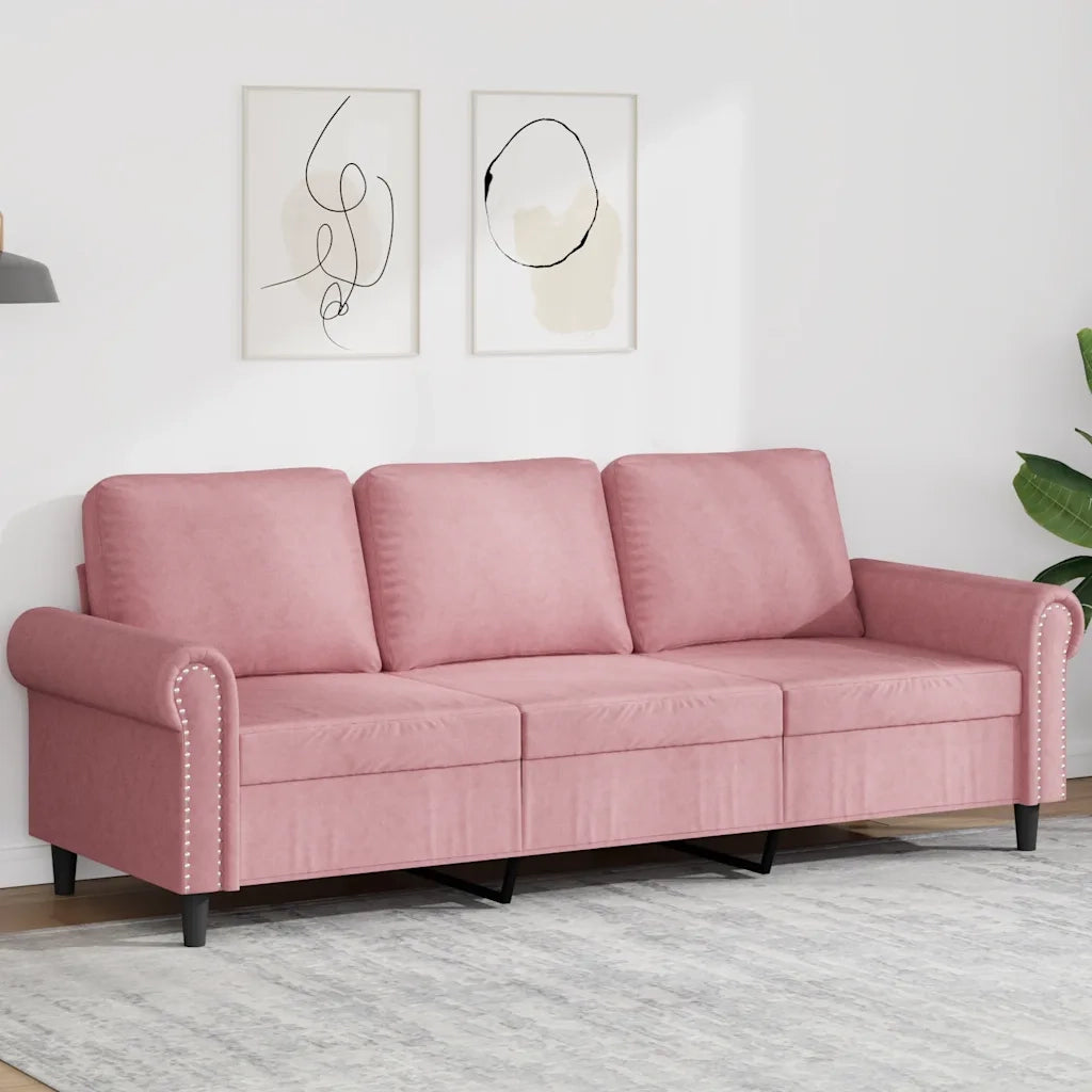 Divano a 3 Posti-Sofa 3 Posti rosa 180 cm in Velluto 292622