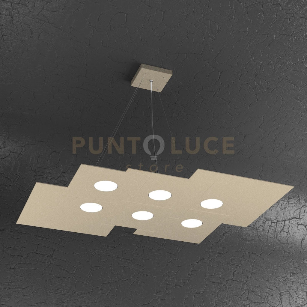 PLATE SOSPENSIONE 6+2 LUCI BIEMISSIONE SABBIA 1129-S6 R+2-SA