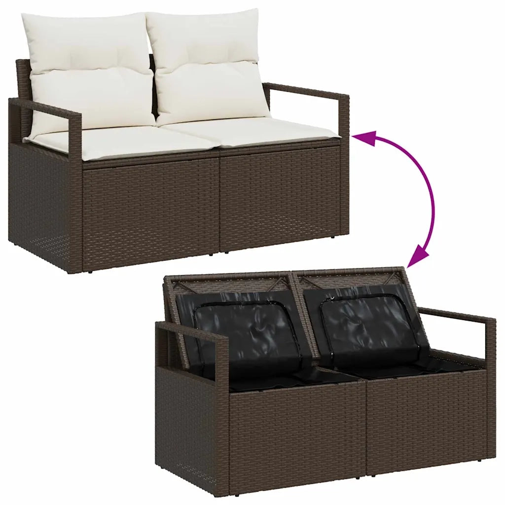 Set di divani con cuscino 5 pcs Marrone e Crema polyrattan 3354917