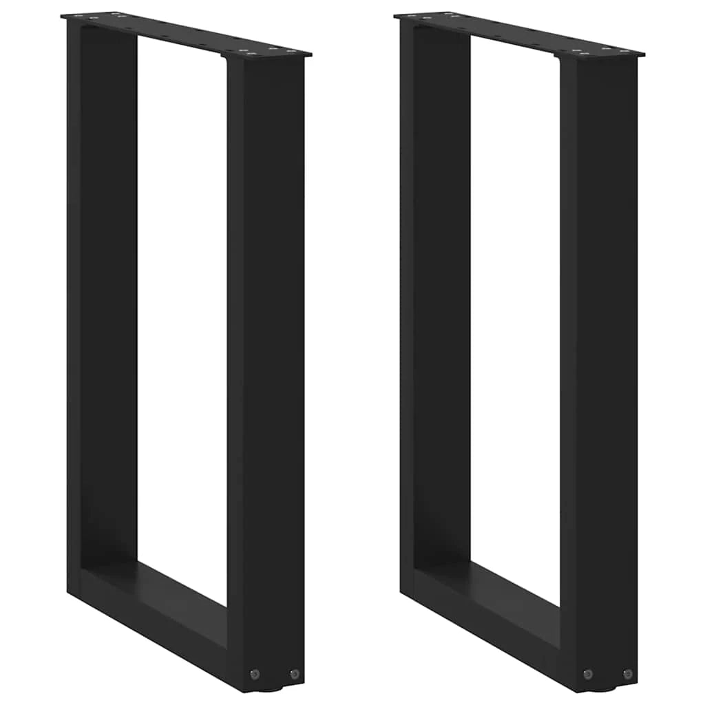 Set di 2 gambe per tavolo da pranzo a forma di U 50 x 72-73 cm con piedini livellatori stile moderno acciaio nero 02_0057416