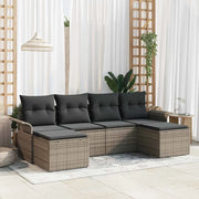 Set Divano da Giardino con cuscino 6 pcs Grigio polyrattan