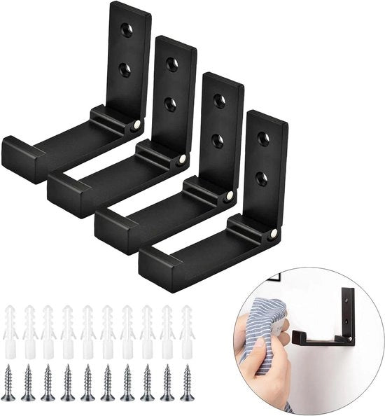 4 pezzi di appendiabito pieghevole 90° pieghevole - cucina bagno ufficio - nero