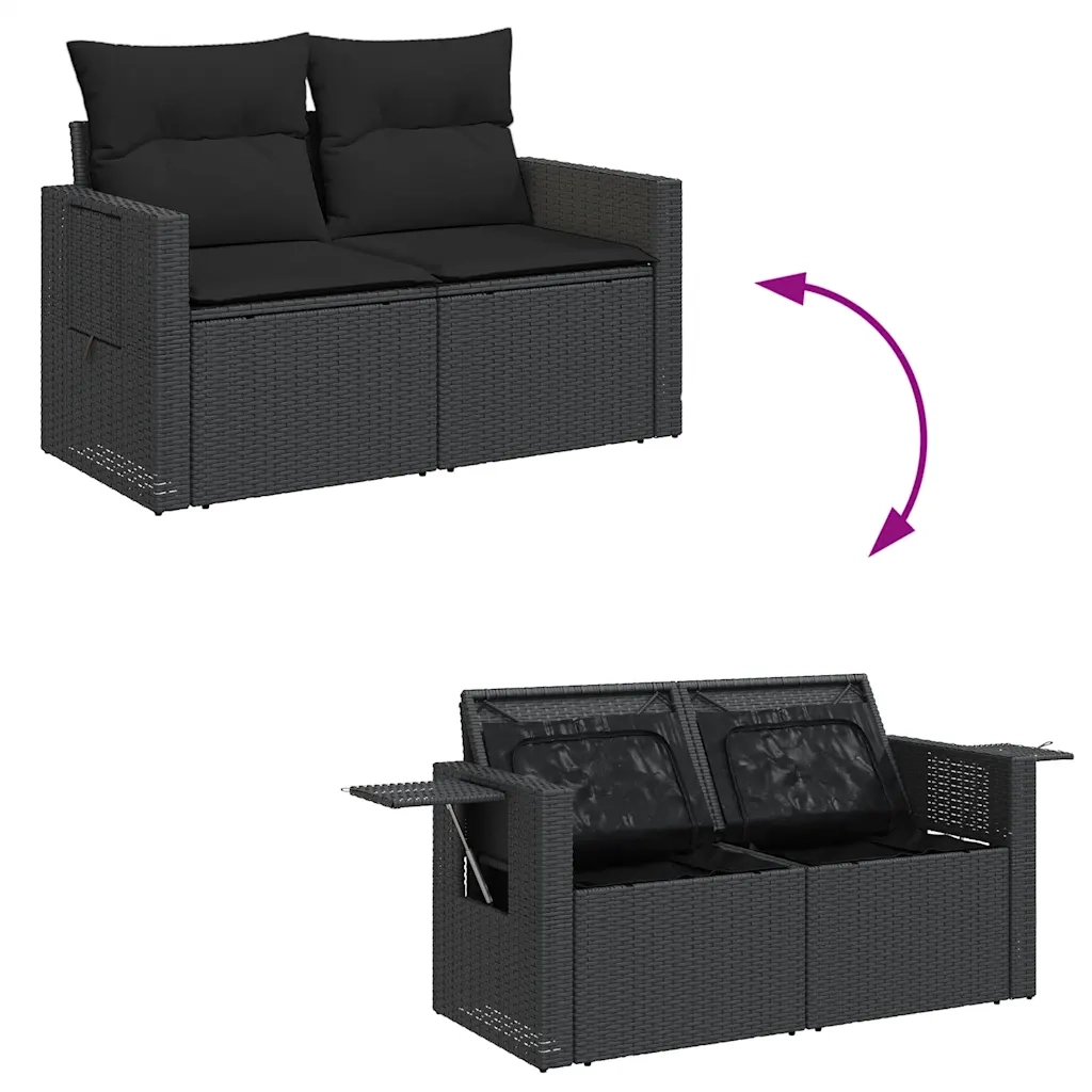 Set Divani da Giardino con Cuscini 7pz Nero Polyrattan 3327170