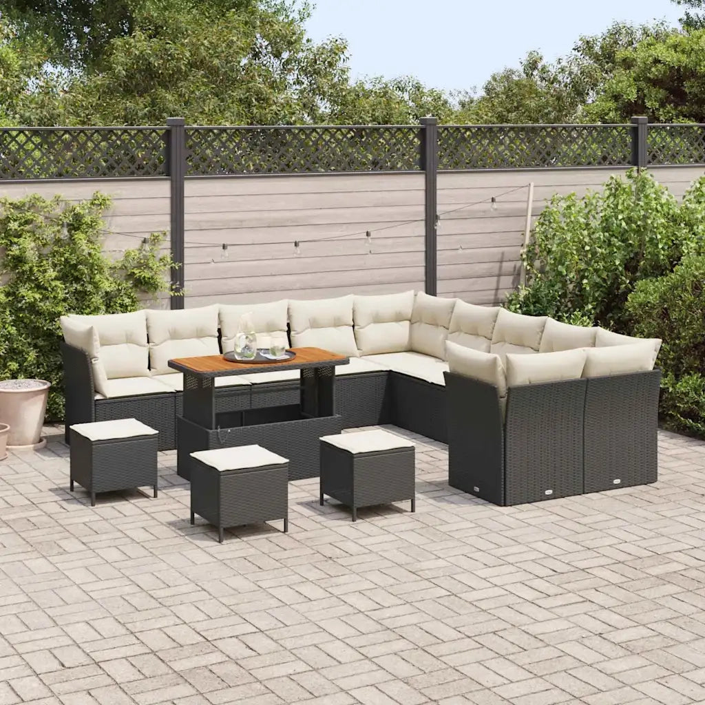 Set Divano da Giardino 14 pcs Nero polyrattan 3361550
