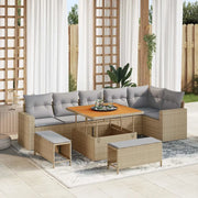 Set Divano da Giardino 11 pcs Beige e Grigio Chiaro polyrattan
