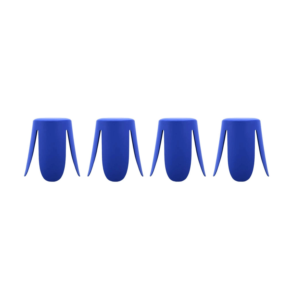 Set 4 sgabelli impilabili in ecopelle, blu