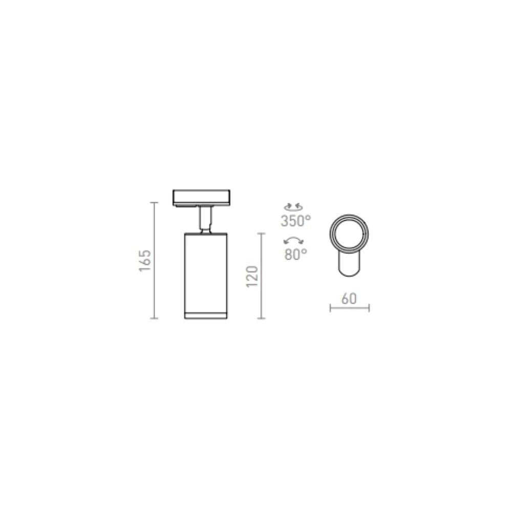 Faretto cilindrico BELENOS per binario monofase bianco 230V LED GU10 9W