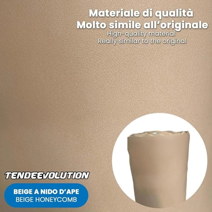 Kit Riparazione Tessuto Cielo Auto - Nido D'ape Beige Con 2 Colle a Pennello - Misura 1,50 x 4 m - Adatto anche per Pannelli Portiere e Pantoni