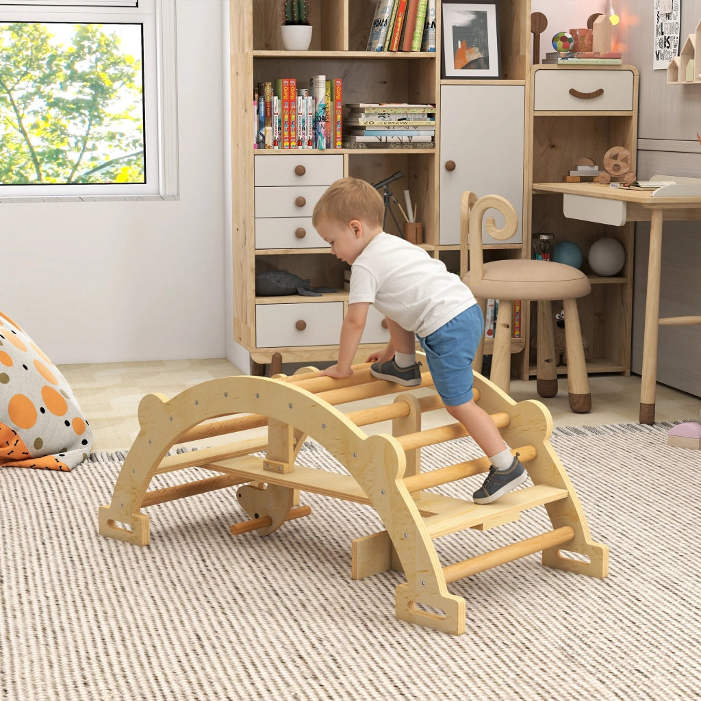 Arco Scalabile Montessori con Cavallo a Dondolo ¨C Minimal ¨C Legno Naturale