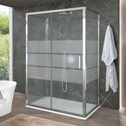 Box doccia 3 lati 70x160x70 cm con porta scorrevole in vetro serigrafato Ted