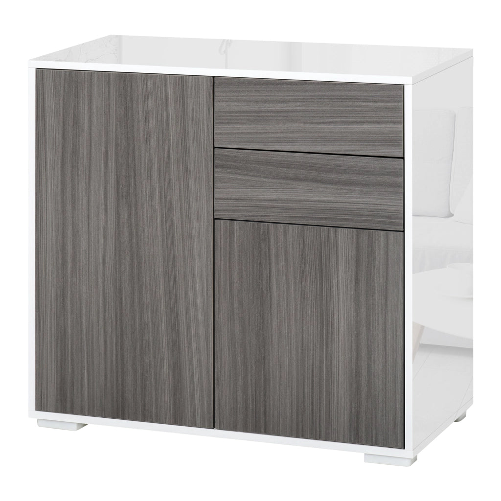 Mobile con 2 Cassetti e 2 Ante ¨C Xylo ¨C Grigio Chiaro e Bianco, 79x36x74cm