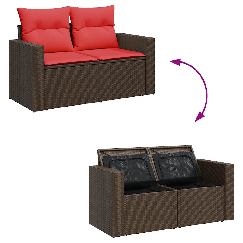 Set Divano da Giardino 4 pz con Cuscini Marrone in Polyrattan 3325360