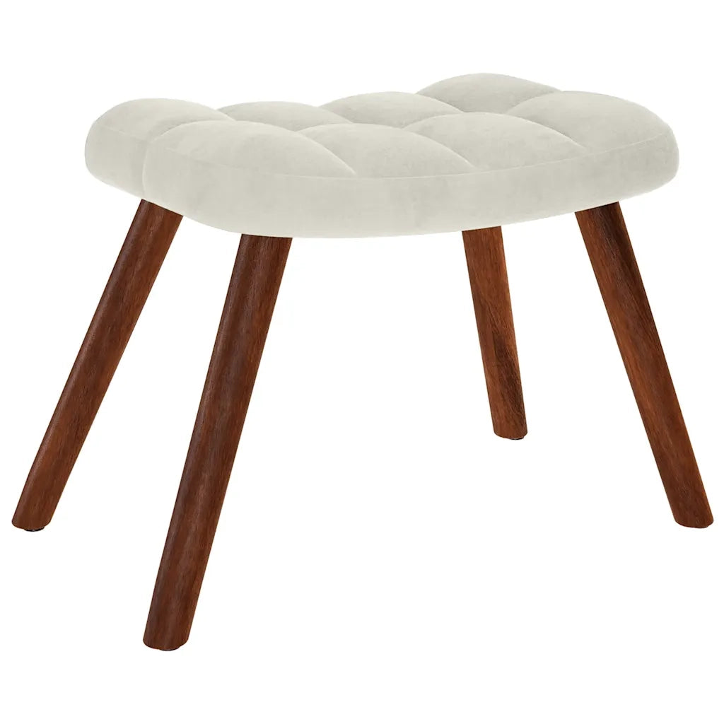Poltrona Relax | Sedia Relax con Sgabello in Velluto Crema