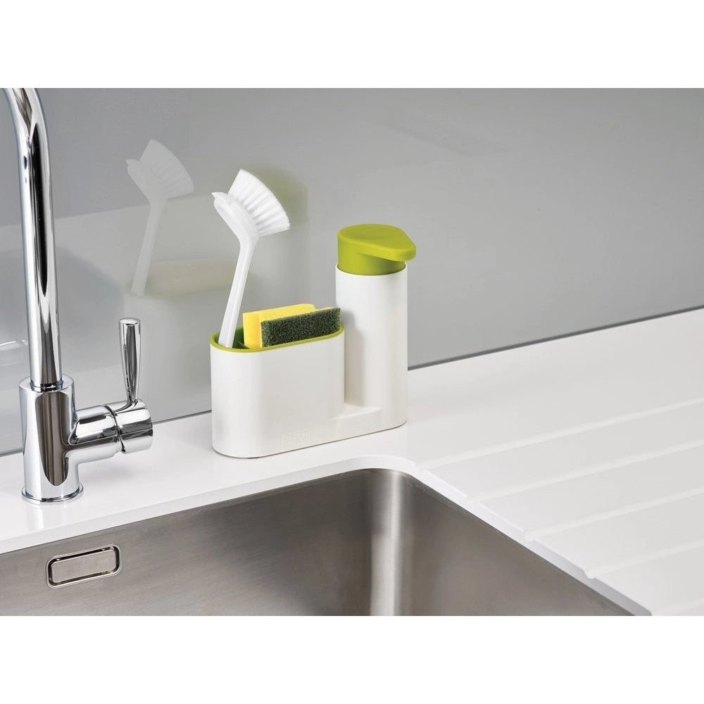 Trade Shop - Set 2 Pz Organizer Per Lavello Dispenser Di Sapone Liquido + Contenitore Spugne -