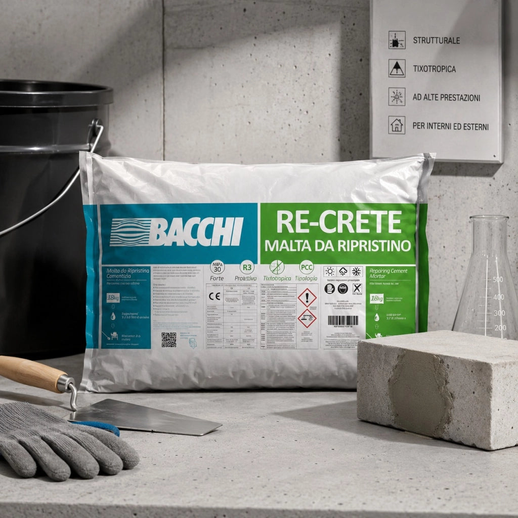 Bacchi re-crete malta cementizia tixotropica fibrorinforzata antiritiro 18 kg