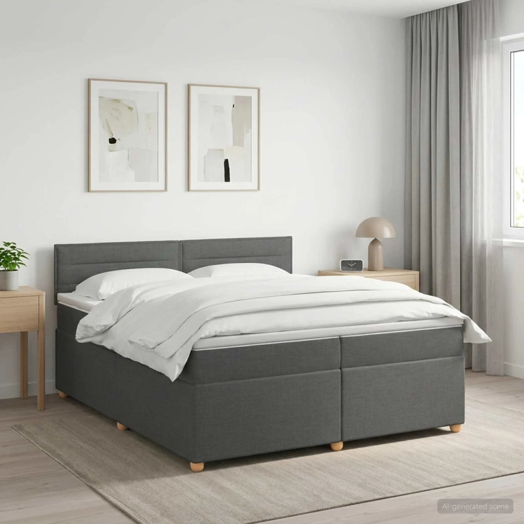 Letto box spring con materasso Grigio Scuro 200 x 200 cm 3451029