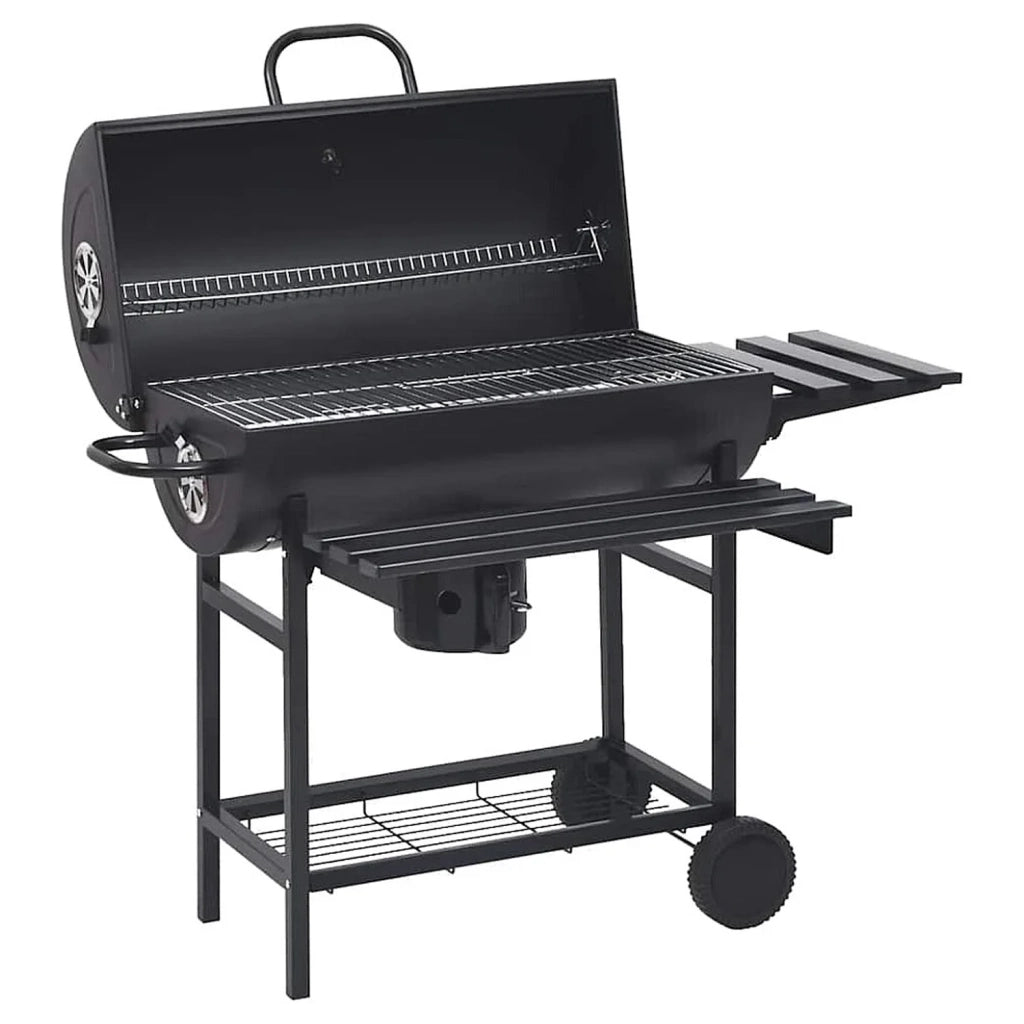 Barbecue A Carbone Con Coperchio Termometro Integrato Grill BBQ In Acciaio Nero