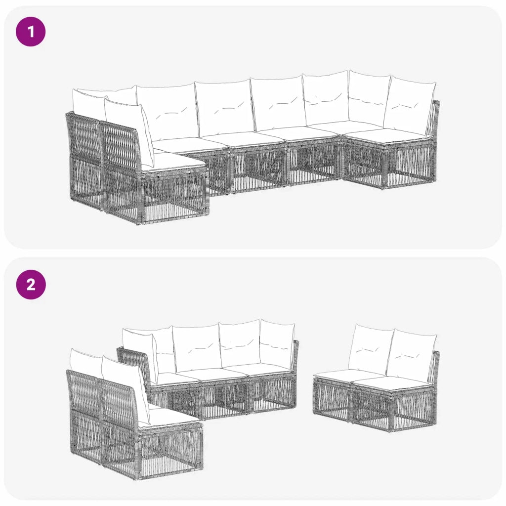 Set Divano da Giardino 7 pz Nero polyrattan 3434164