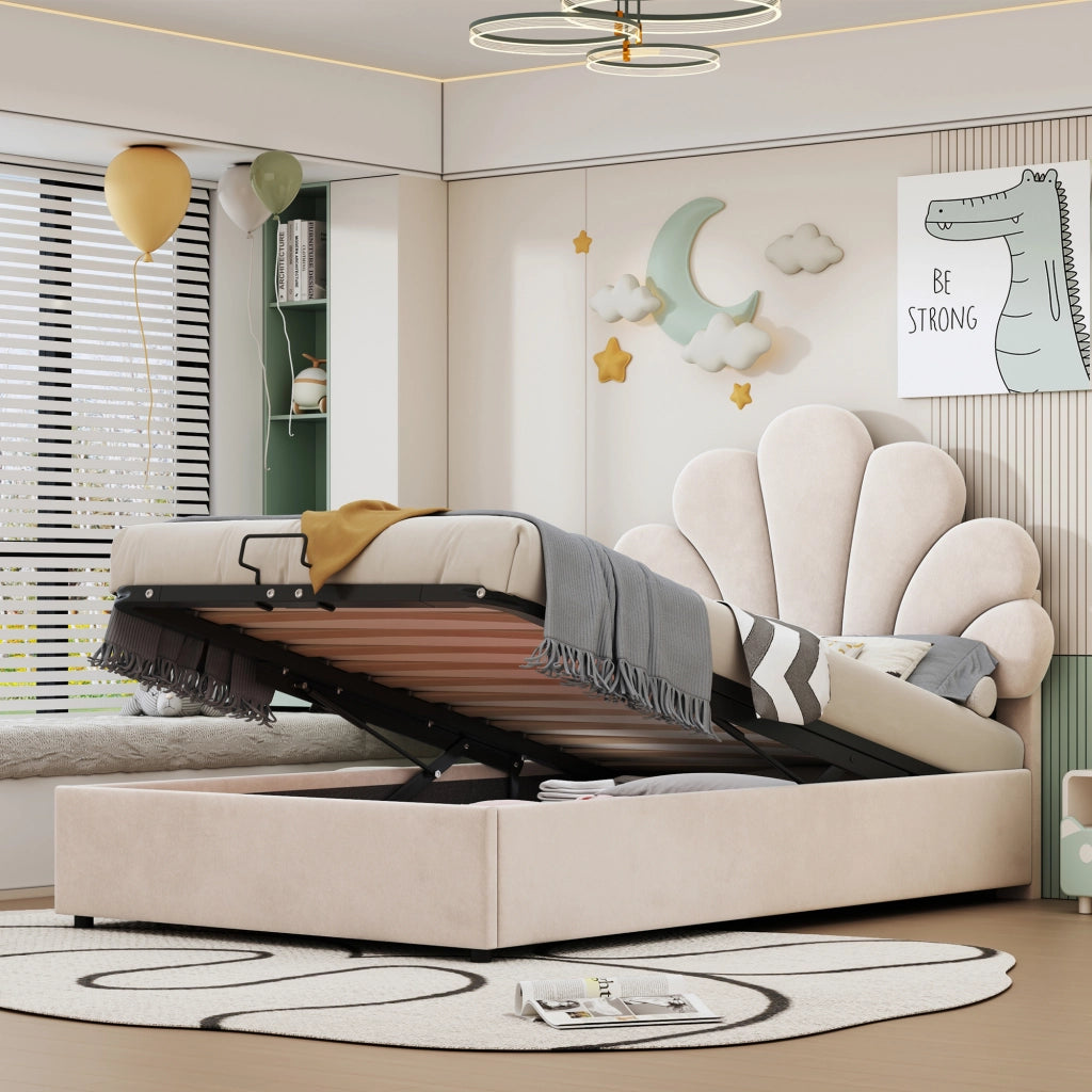letto imbottito velluto beige 90 x 200 cm