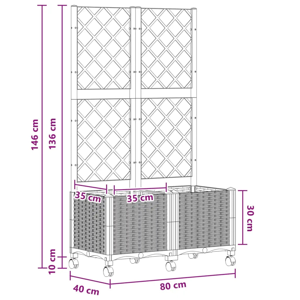 Vaso da giardino con grigliato e ruote Blu Grigio PP 3422971