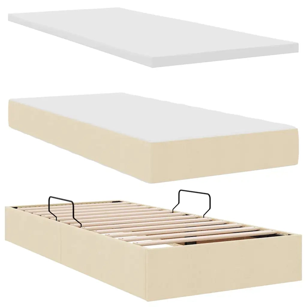 Letto con contenitore e LED Crema 100 x 200 cm Poliestere 3372400