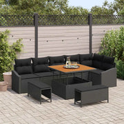 Set Divano da Giardino con cuscino 9 pcs Nero polyrattan 3362664