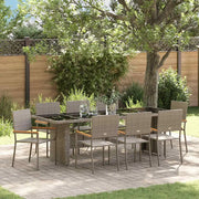 Set da Pranzo per Giardino 9 pcs Grigio polyrattan