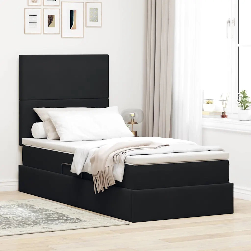 Letto con contenitore e materasso Nero 90 x 190 cm Velluto
